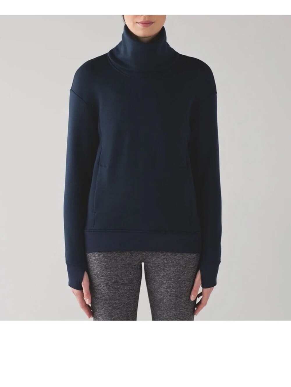 Lululemon Kick The Cold Funnel Neck Fleece Sweatshirt Inkwell Navy Blue Size 8 - Picture 2 of 15